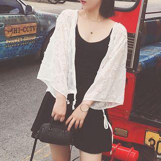 Embroidered 3/4-sleeve Chiffon Jacket