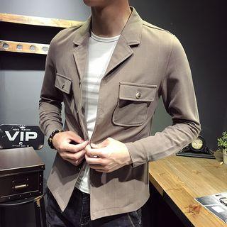 Plaid Notch Lapel Buttoned Jacket