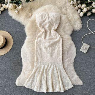 Sleeveless Bandeau Lace Mermaid Dress