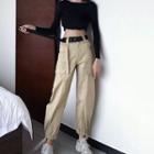 Long-sleeve Cropped Top / Cargo Pants