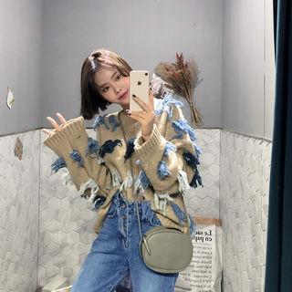 Drop-shoulder Fringed Sweater