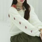 Flower Embroidered Blouson Cardigan