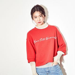 Cropped-sleeve Printed Sweatshirt