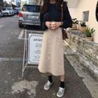 Single-breasted High-waist A-line Skirt With Belt