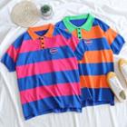 Color Bock Short-sleeve Polo Shirt