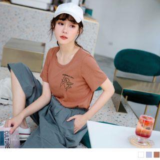 Cupid Print Short-sleeve Round Neck T-shirt