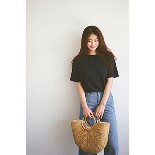 Short-sleeve Round-neck Linen T-shirt