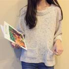 3/4-sleeve Dotted Knit Top As Shown In Figure - One Size
