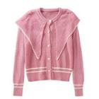 Pointed Collar Cardigan Pink - One Size