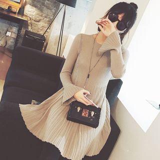 Bell-sleeve A-line Knit Dress