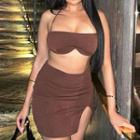Set: Halter Bralette + Mini Pencil Skirt