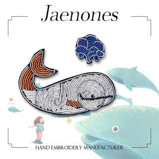 Embroidered Whale Brooch Whale - Multicolor - One Size