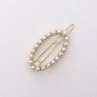 Faux-pearl Oval Hair Barrette Gold - One Size