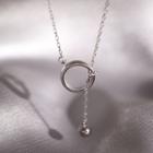 925 Sterling Silver Hoop & Bead Pendant Necklace