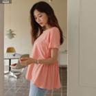Dip-back Band-waist Peplum T-shirt
