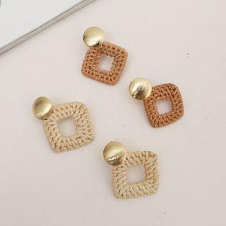 Rattan-hoop Metallic Earrings
