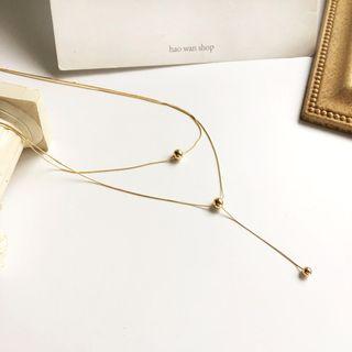 Alloy Bead Layered Y Necklace