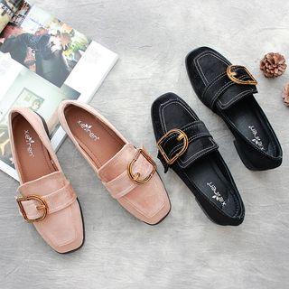 Square Toe Buckled Loafers