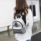 Zip-accent Faux Leather Mini Backpack
