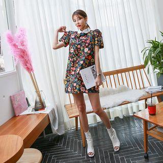 Peter-pan Collar Floral Mini Shift Dress