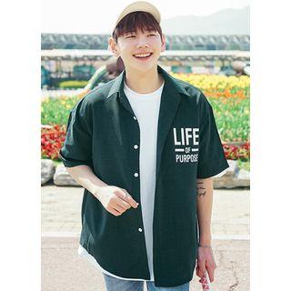 Short-sleeve Lettering Boxy-fit Shirt