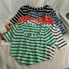 Asymmetrical Striped Crop T-shirt In 5 Colors