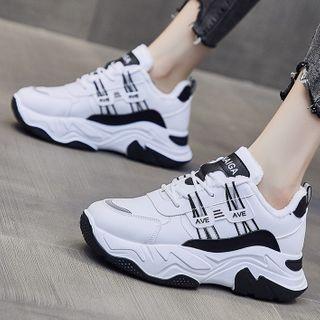 Colour Block Faux Leather Chunky Sneakers