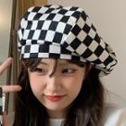 Checkered Beret Hat Black & White - M