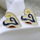 Glaze Heart Earring 1 Pair - Gold - One Size