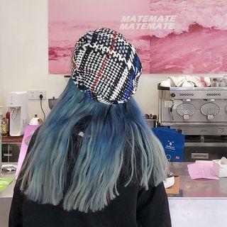 Knit Fabric Plaid Beret Hat