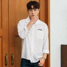 Long-sleeve Pocket-front Lettering Shirt