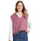 Distressed Plain V Neck Knit Vest