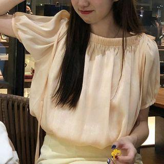 Short-sleeve Drawstring Off-shoulder Blouse