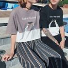 Couple Matching Elbow-sleeve Printed T-shirt