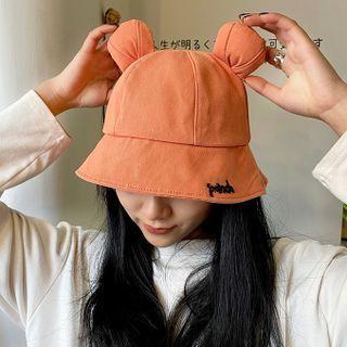 Lettering Bear Ear Bucket Hat