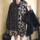 Button Blazer / Long-sleeve Printed Mini Shirtdress