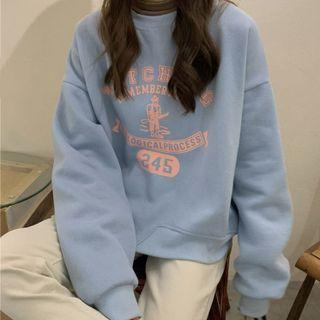 Lettering Print Irregular Hem Sweatshirt