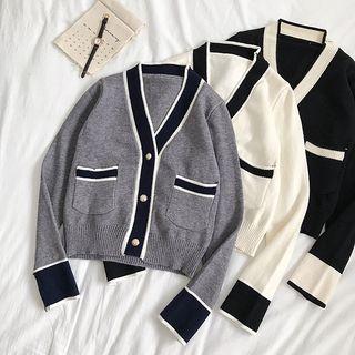 Color Block Long-sleeve Lightweight Cardigan