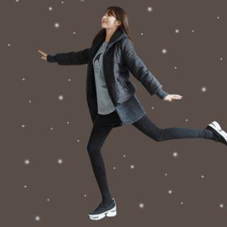 Stand-collar Knit-trim Zip Jacket