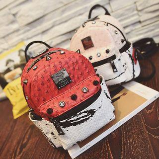 Studded Faux-leather Two-way Backpack