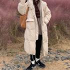 Padded Button-up Long Coat Almond - One Size