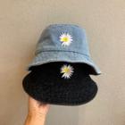Embroidered Daisy Denim Bucket Hat