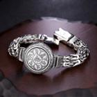 925 Sterling Silver Embossed Bracelet Dark Silver - One Size