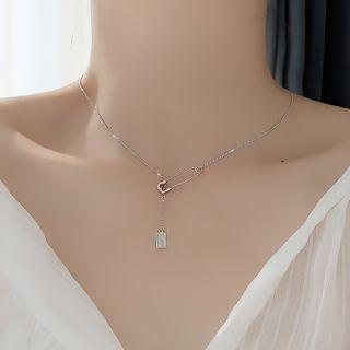 Safety Pin Necklace 925 Silver - Silver - One Size
