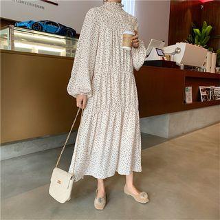 Long-sleeve Midi Dotted Dress