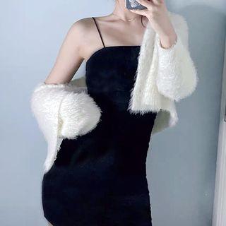 Plain Ruched Spaghetti-strap Dress