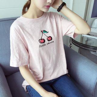 Cherry Print Short-sleeve T-shirt