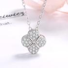 925 Sterling Silver Rhinestone Clover Pendant Necklace Clover - One Size
