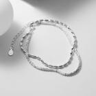 Double Strand Sterling Silver Bead Bracelet 1pc - Silver - One Size