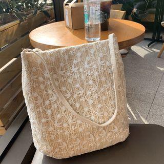 Embroidered Woven Tote Bag